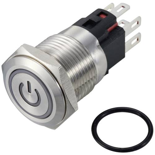 TRU COMPONENTS TC-12647396 Drucktaster 250 V/AC 3 A 1 x Aus/(Ein) IP65 RGB tastend Edelstahl 1 St.