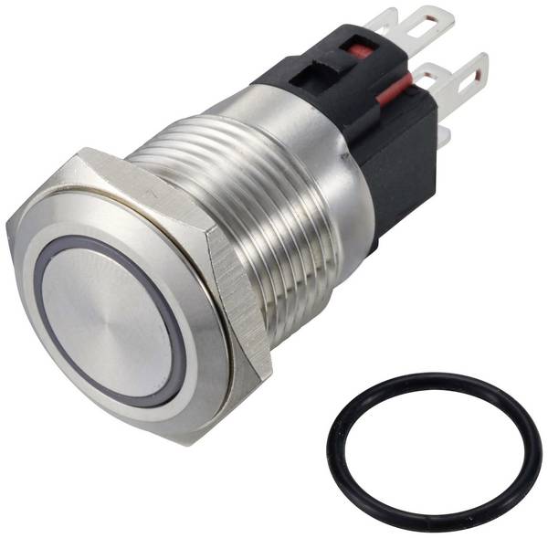 TRU COMPONENTS TC-12647404  Druckschalter 250 V/AC 3 A 1 x Aus/(Ein) IP65 Blau rastend Edelstahl 1 St.