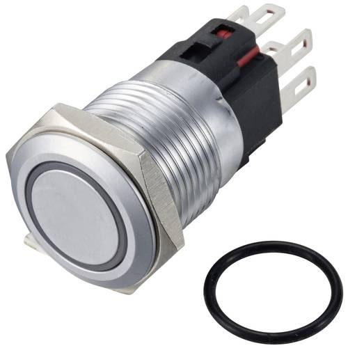 TRU COMPONENTS TC-12647516 Drucktaster 250 V/AC 3 A 1 x Aus/(Ein) IP65 RGB tastend Messing, verchromt 1 St.