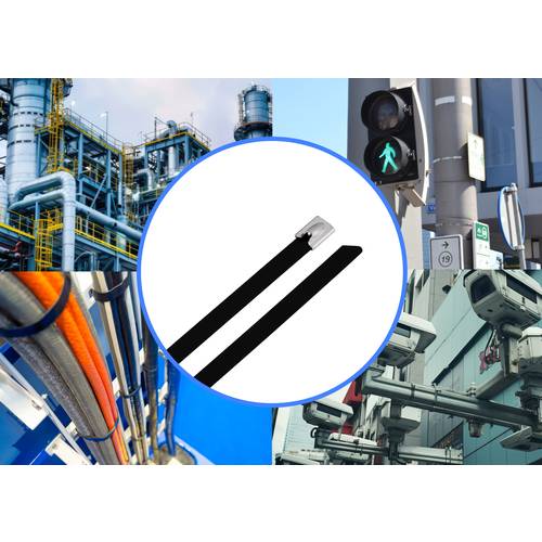 TRU COMPONENTS TC-12647620 TRU COMPONENTS TC-12647620 Stahlkabelbinder 520 mm 7.9 mm AISI 304 mit Beschichtung 100 St. 5...