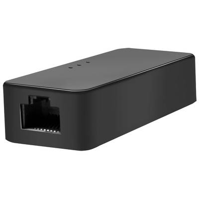 Ein schwarzer Netzwerkadapter mit einem Ethernet-Anschluss.