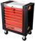 Roter Werkzeugwagen mit sieben Schubladen, oben verriegelbar. Seitlich das Logo von 'KS Tools'. Steht auf vier Rollen.