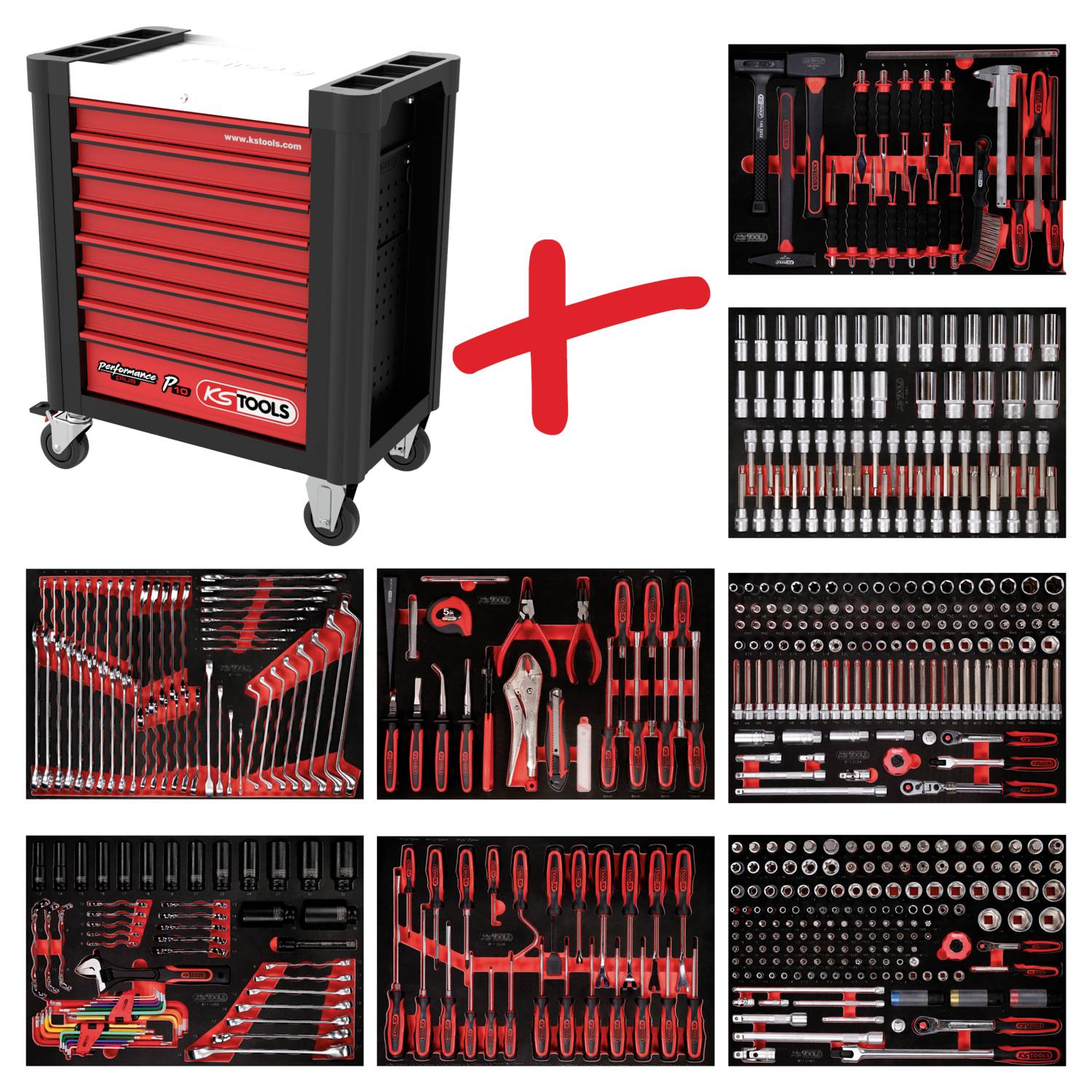 KS TOOLS Performanceplus Werkstattwagen-Satz P10 mit 536 Werkzeugen