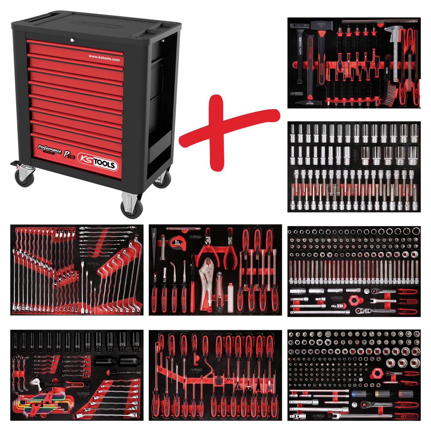 KS TOOLS Performanceplus Werkstattwagen-Satz P15 mit 536 Werkzeugen