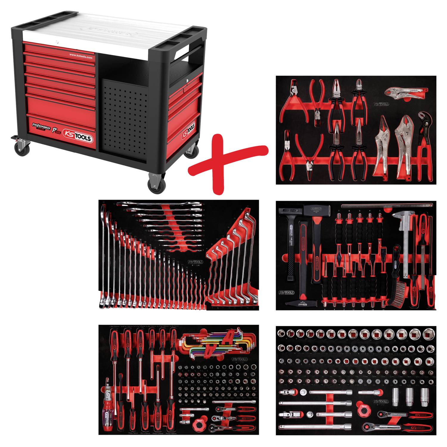 KS TOOLS Performanceplus Werkstattwagen-Satz P35 mit 279 Werkzeugen
