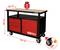 Werkbank auf Rädern mit 840 mm Höhe, 1200 mm Breite, 600 mm Tiefe und Belastbarkeit bis 400 kg. Abschließbare Schubladen.