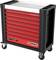 Roter Werkzeugwagen mit silberner Oberseite, mehreren Schubladen und Rollen, mit Logos von 'KS TOOLS' und 'Performance'.