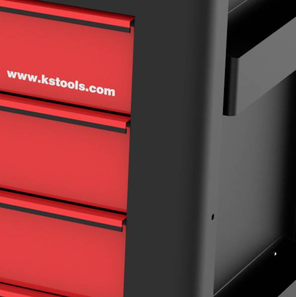 Roter Werkzeugkasten mit der Aufschrift 'www.kstools.com' auf der Seite.