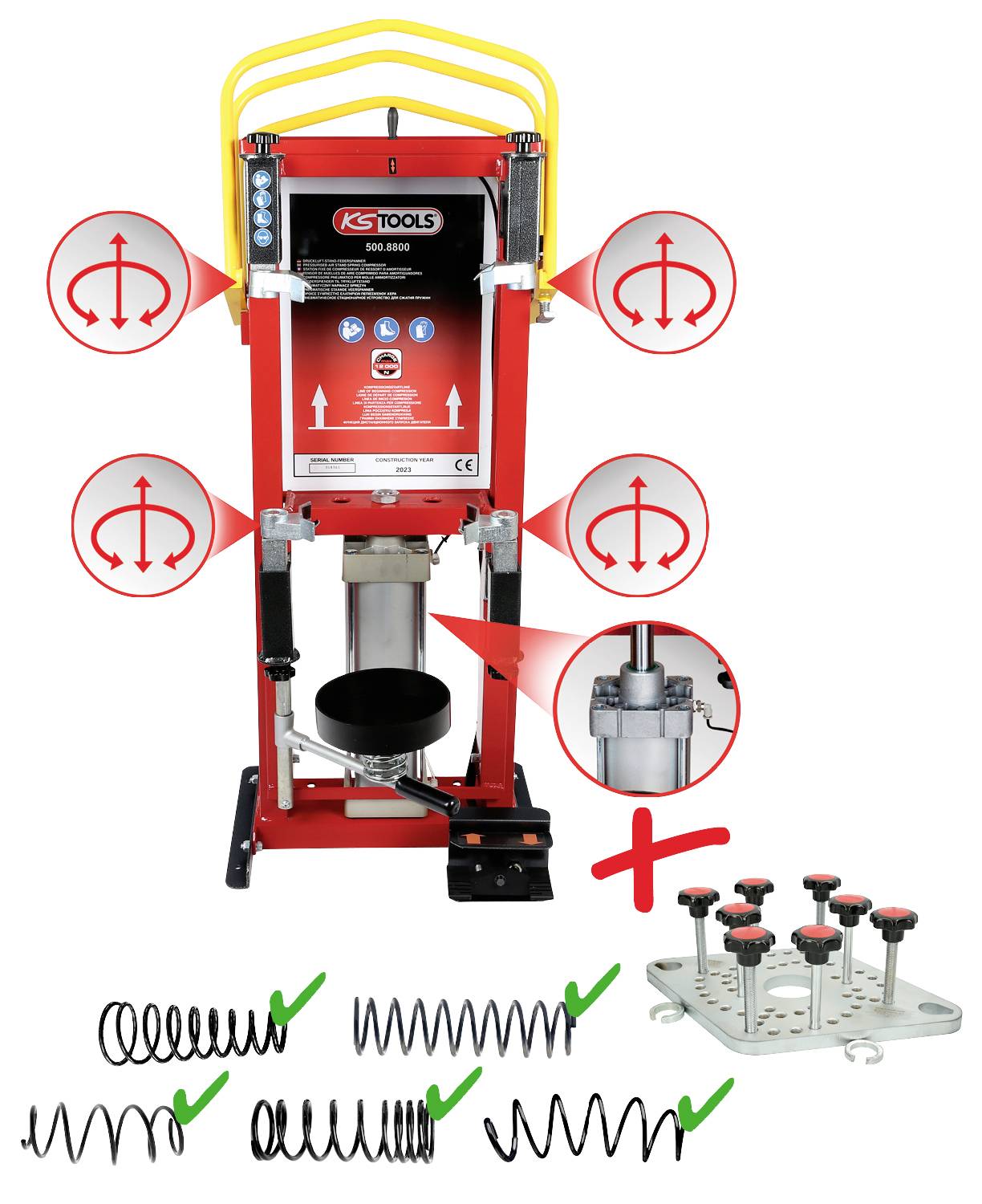 Thumbnail - Druckluft-Stand-Federspanner inkl. Adapterplatte KS Tools 500.8805