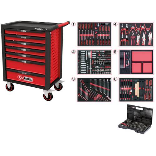 KS Tools 826.7598 Werkstattwagen Stahlblech Herstellerfarbe: Schwarz, Rot