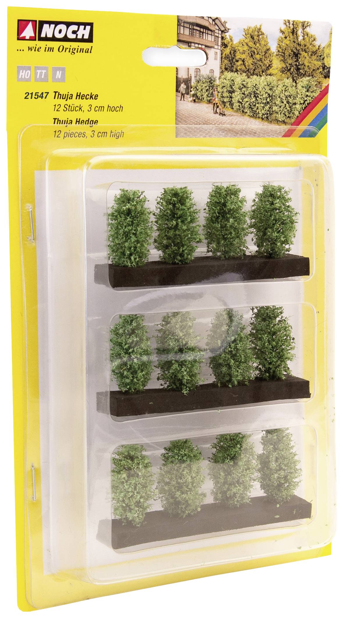 Verpackung von Miniaturmodellbäumen, 12 Stück, 3 cm hoch, geeignet für Modellbau. Marke "Noch".