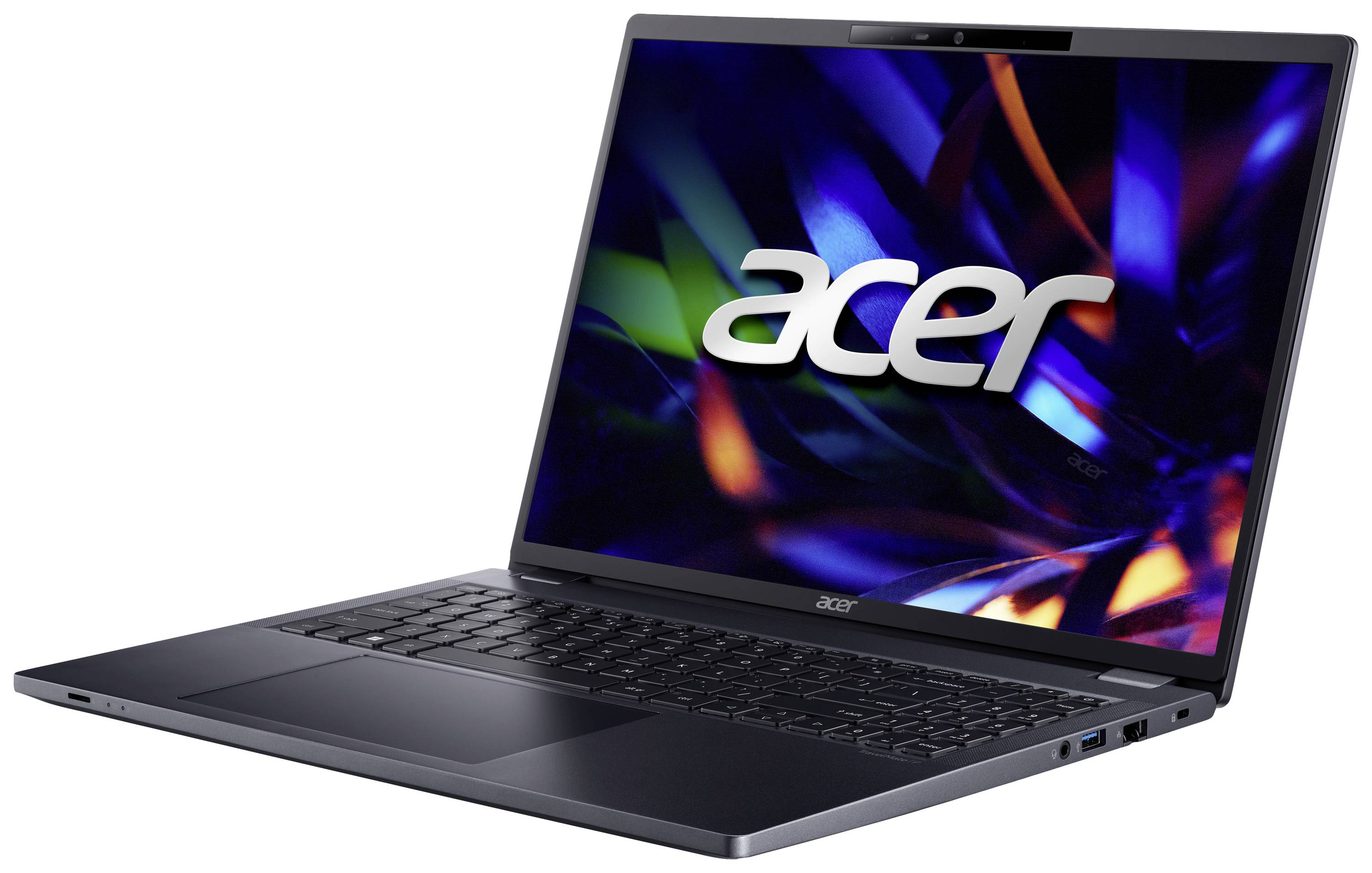 Ein Acer-Laptop mit einem bunten Bildschirmhintergrund. Der Markenname 'Acer' ist prominent auf dem Display zu sehen.