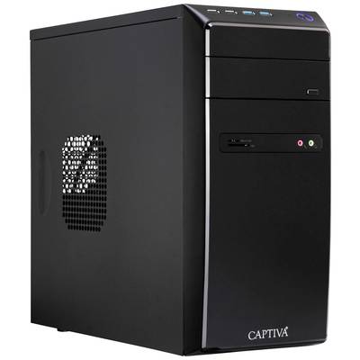 Ein schwarzer Computer-Tower mit mehreren Anschlüssen und Lüftungsschlitzen auf der Vorderseite steht auf einem weißen Hintergrund.