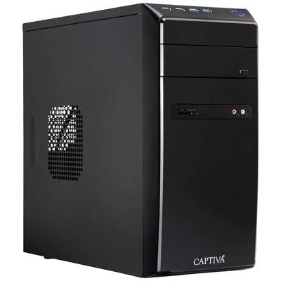 Ein schwarzes Desktop-PC-Gehäuse mit USB-Anschlüssen und Lüftungsschlitzen an der Seite.
