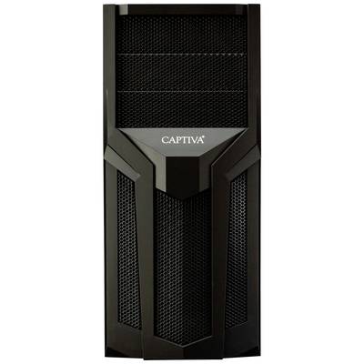 Ein schwarzes Computergehäuse mit dem Logo 'CAPTIVA' auf der Vorderseite. Das Gehäuse hat ein modernes, kantiges Design.