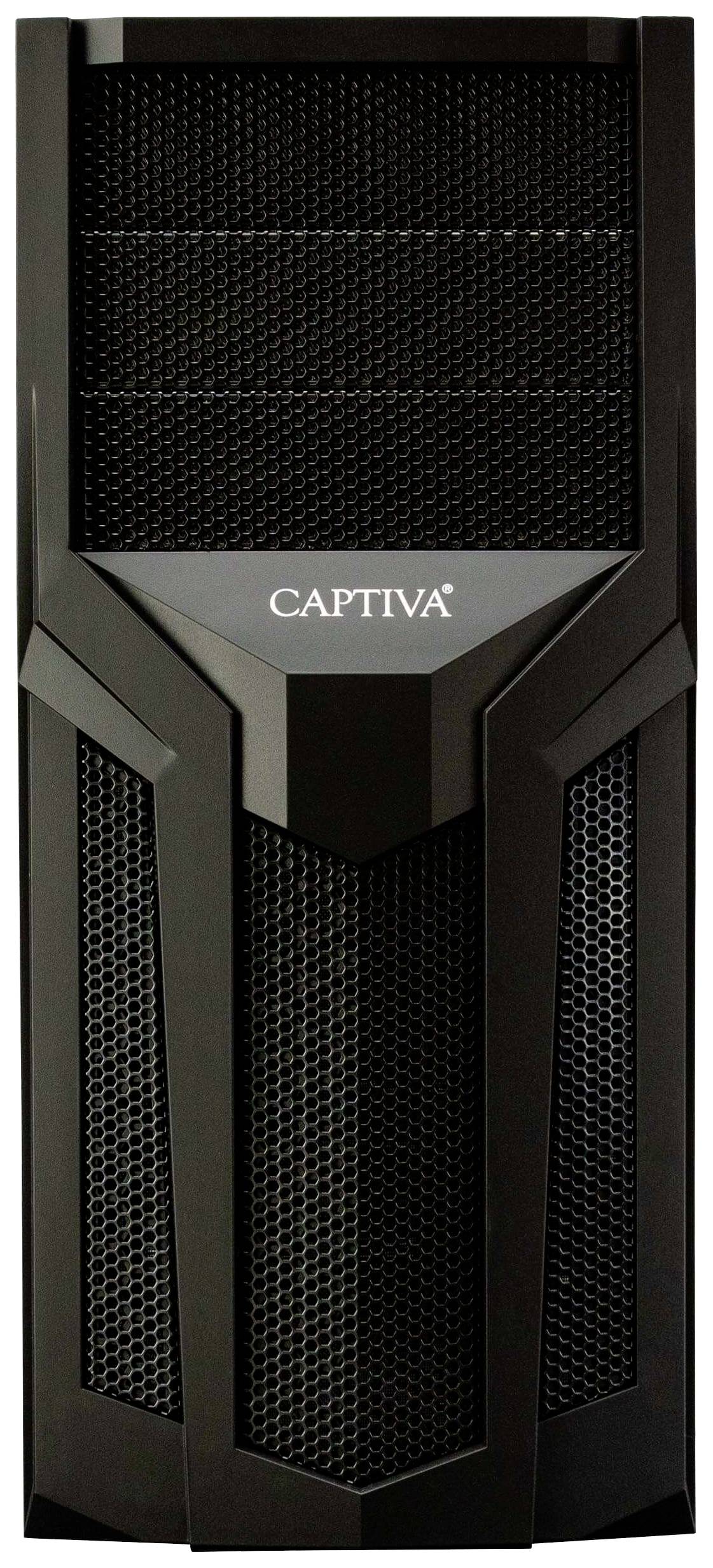 Schwarzes Computergehäuse mit Gitter vorne, markiert mit 'CAPTIVA' auf der Vorderseite.