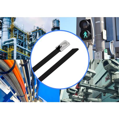 TRU COMPONENTS TC-12656592 TRU COMPONENTS TC-12656592 Stahlkabelbinder 200 mm 4.6 mm AISI 316 mit Beschichtung 100 St. 2...