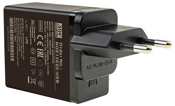 MEAN WELL NGE12E05-USB Steckernetzteil, Festspannung 5 V/DC 2.4 A 12 W Überstromschutz