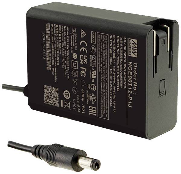 MEAN WELL NGE90I24-P1J Steckernetzteil, Festspannung 24 V/DC 3.75 A 90 W Stabilisiert