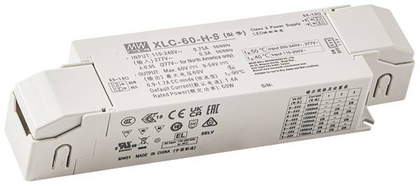 MEAN WELL XLC-60-H-S LED-Treiber  Konstantleistung 60.0 W 0.9 - 1.7 A 9 - 54 V  1 St.