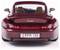 Rotes Modellauto von hinten, das den Kofferraum mit dem Schriftzug 'turbo' zeigt. Nummernschild mit 'S PR 139'.