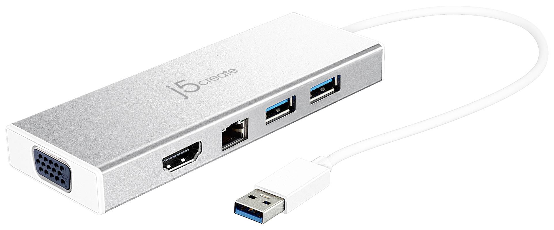 j5create JUD380-N USB™ 3.0 Mini Dock, Kabelgebunden, USB 3.2 Gen 1 (3.1 Gen 1) Type-A, 10,100,1000 Mbit/s, 10BASE-T, 1-0