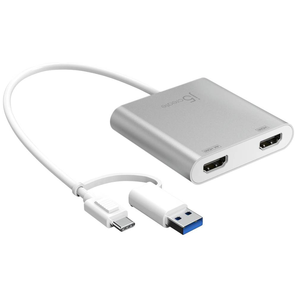 j5create JCA365 USB-C-USB 3.2 Gen 1 (USB 3.0) Adapter [1x USB-C, USB 3.2 Gen 1 (USB 3.0) 2x HDMI] Zi
