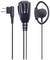 Ein schwarzes Headset mit Ohrhörer und Mikrofon für Funkgeräte, zwei polige Stecker, Modell von Midland, geeignet für den rechten Ohrgebrauch.