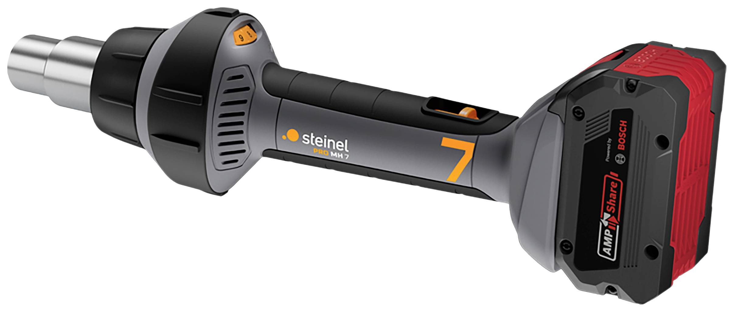 Steinel Akku Heißluftpistole MH 7, Heißluftgebläse inkl. 8.0 Ah Bosch AMPShare Akku, 150°-550°C, startklar in 4 Sek.