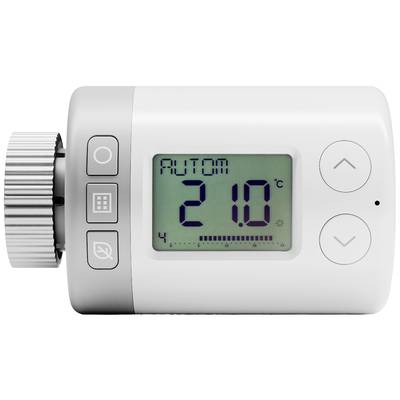 Digitales Heizkörperthermostat auf 21 Grad Celsius eingestellt. LCD-Bildschirm zeigt 'AUTO'. Tasten für Temperaturregelung sichtbar.