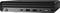 Kleiner schwarzer Computer mit mehreren USB-Anschlüssen und Audioanschluss an der Vorderseite. Markenlogo 'HP' sichtbar.