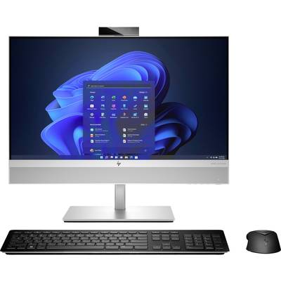 Ein All-in-One-Computersystem mit Bildschirm, auf dem Windows-Betriebssystem angezeigt wird. Daneben befinden sich eine Tastatur und eine Maus.