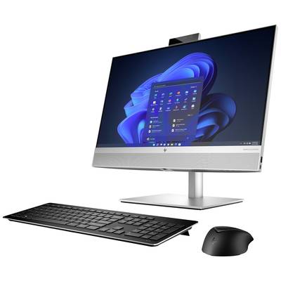 Ein moderner All-in-One-Computer mit einer Tastatur und einer Maus. Auf dem Bildschirm ist der Startbildschirm von Windows 11 zu sehen.
