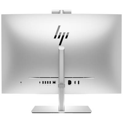 Ein silberner Monitor von hinten mit verschiedenen Anschlussmöglichkeiten, wie HDMI, USB und Ethernet, ist sichtbar.