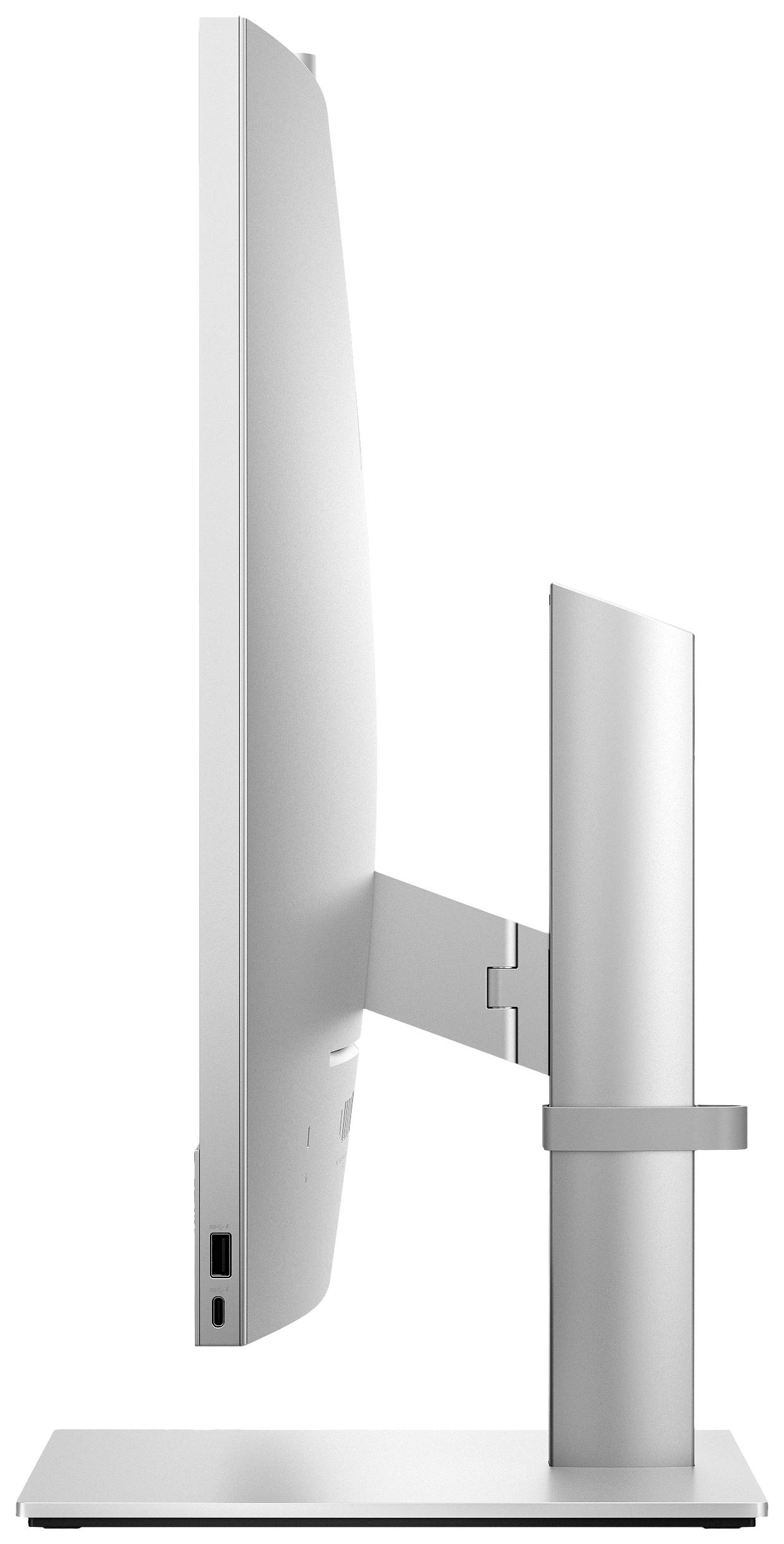 Ein moderner Monitor in Seitenansicht, zeigt das schlanke Design und den verstellbaren Ständer.