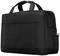 Schwarze Laptop-Tasche mit zwei Griffen und einem abnehmbaren Schultergurt, geeignet für den Transport von elektronischen Geräten.
