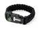 Schwarzes Paracord-Armband mit integriertem Kompass und Verschluss, geeignet für Outdoor-Abenteuer oder Survival-Aktivitäten.