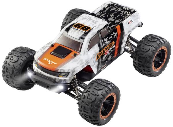 Reely RaVage 4x4 V2 Orange/Weiß Brushed 1:16 RC Modellauto Elektro Monstertruck Allradantrieb (4WD) RtR 2,4 GHz inkl. Akku und Ladekabel