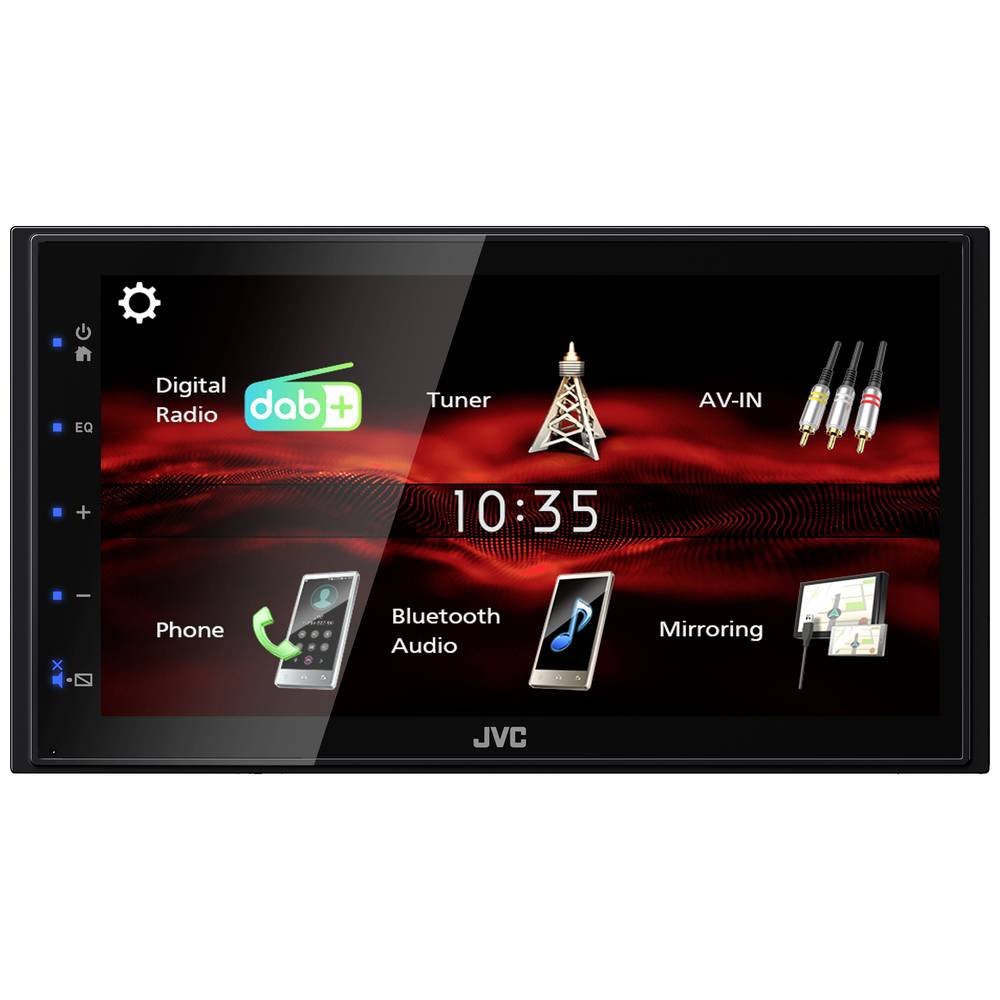 JVC KWM180DBT Autoradio met scherm dubbel DIN Bluetooth handsfree, DAB+ tuner, Aansluiting voor achteruitrijcamera, Aansluiting voor stuurbediening