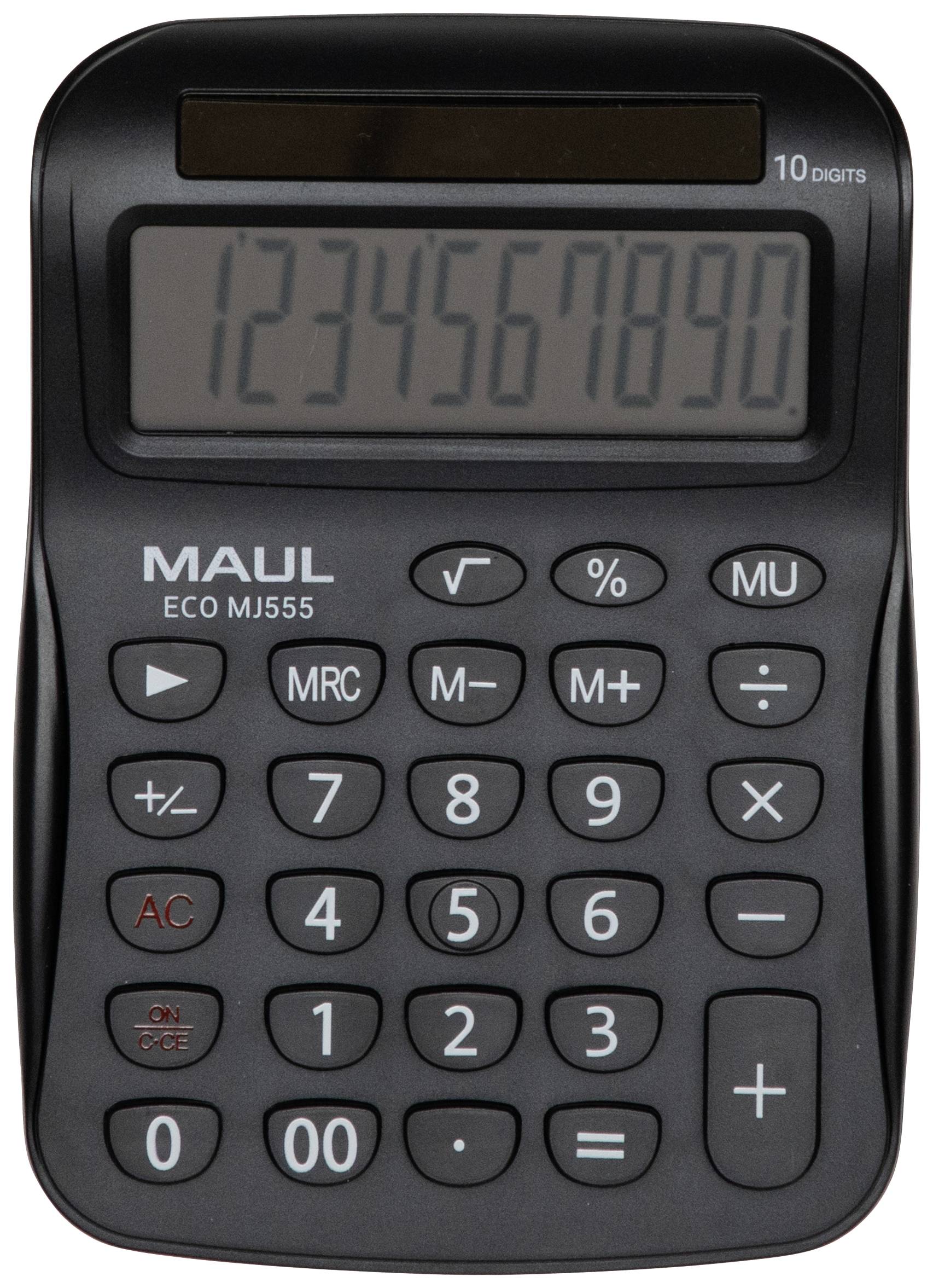 JAKOB MAUL - MAUL ECO MJ555, Desktop, Einfacher Taschenrechner, 10 Ziffern, 1 Zeilen, Solar, Schwarz