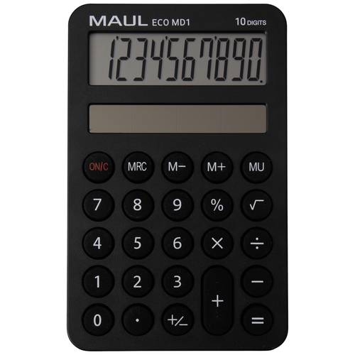 Maul ECO MD 1 Taschenrechner Schwarz Display (Stellen): 10 solarbetrieben (B x H x T) 76 x 120 x 13 mm