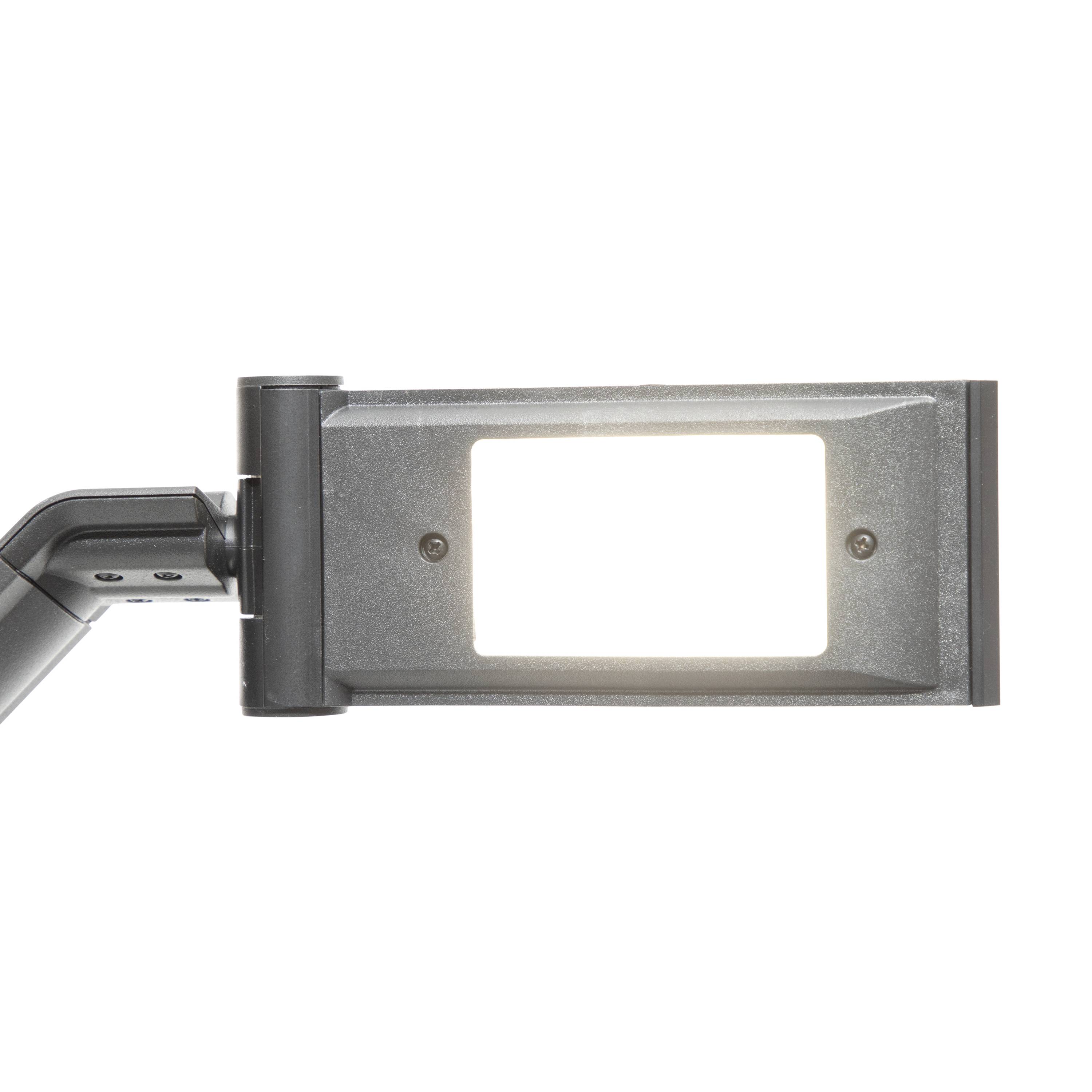 Schwenkbare silberne LED Lampe, rechteckige Leuchtfläche, einfache und moderne Gestaltung, ideal für präzise Beleuchtung.