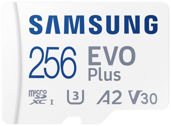 Samsung EVO Plus microSD-Karte Retail 256 GB UHS-I, v30 Video Speed Class, A2 Application Performance Class inkl. SD-Adapter