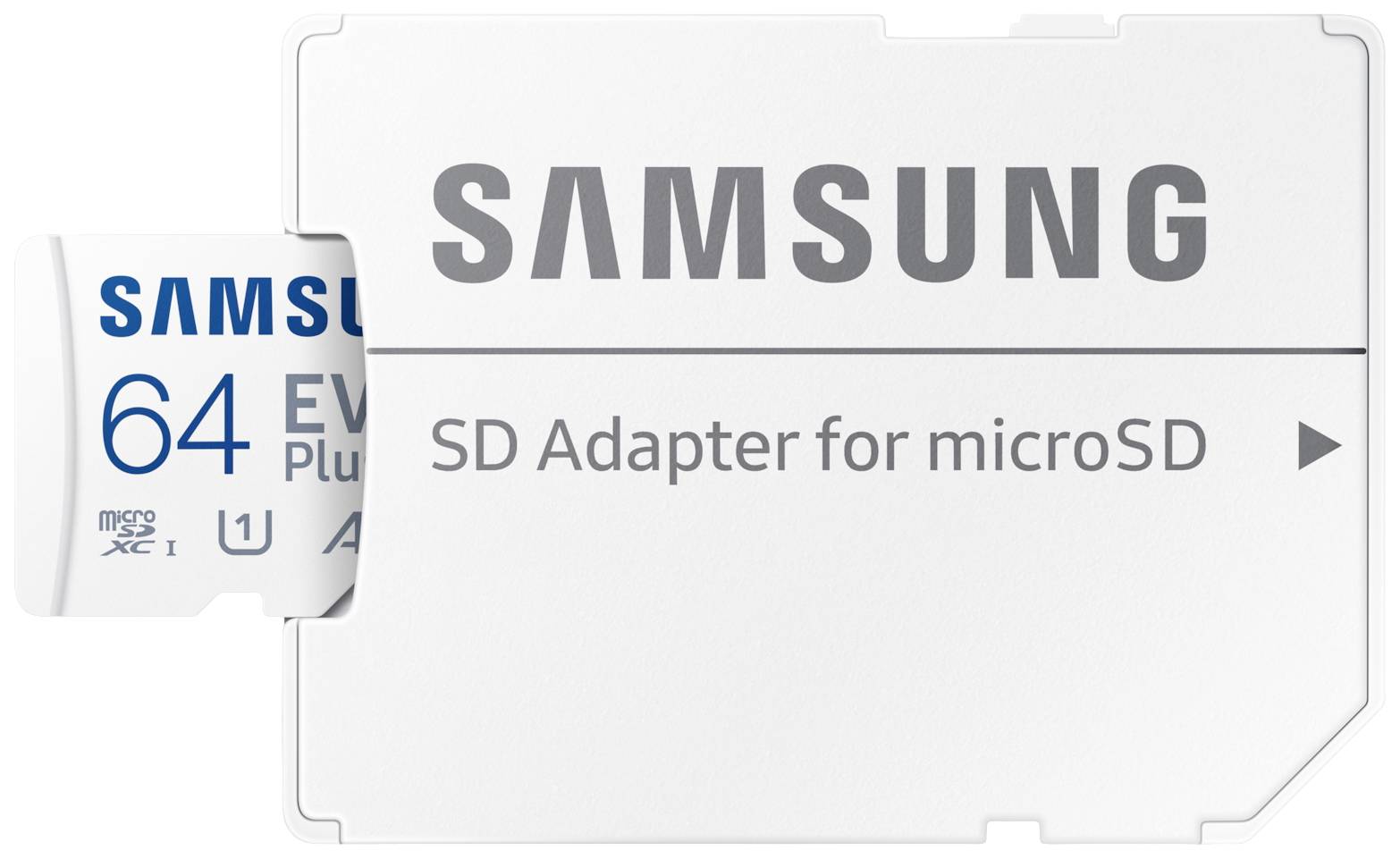 'Samsung 64 GB EVO Plus microSD-Karte wird aus SD-Adapter gezogen.'