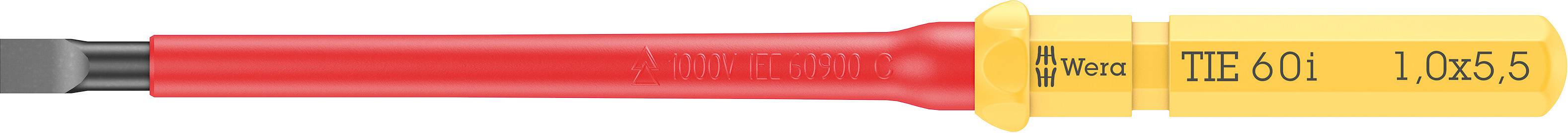 Spannungsprüfer mit rotem und gelbem Griff, beschriftet mit 'ITT 601 1000 V'. Geeignet für elektrische Sicherheitsprüfungen. 
