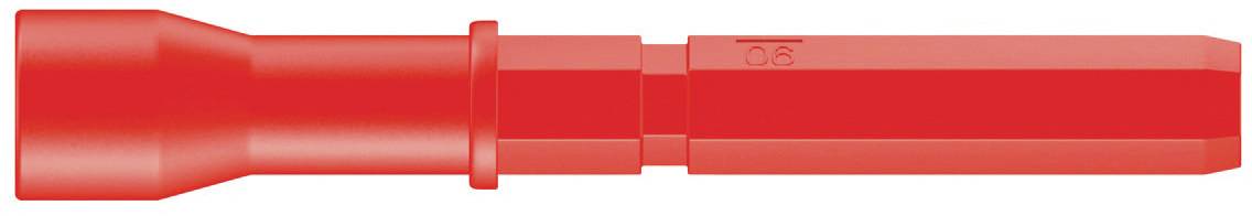 Roter Kunststoffadapter für Werkzeuge, sechseckige Form mit schmalem Kopf und breitem Ende. Markiert mit der Zahl 36.