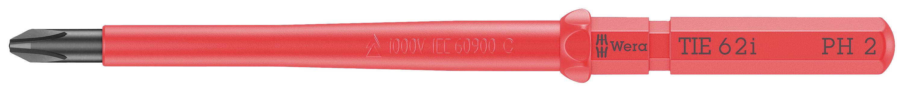 Roter Schraubenzieher mit schwarzer Spitze, Text 'Wiha 292' und 'PH 2' auf dem Griff, für handwerkliche Arbeiten geeignet.