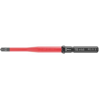 Screwdriver bit with a red grip and a black hexagonal base, labeled 'TITE 5/S' and 'PZ/S 2', designed for Pozidriv screws.