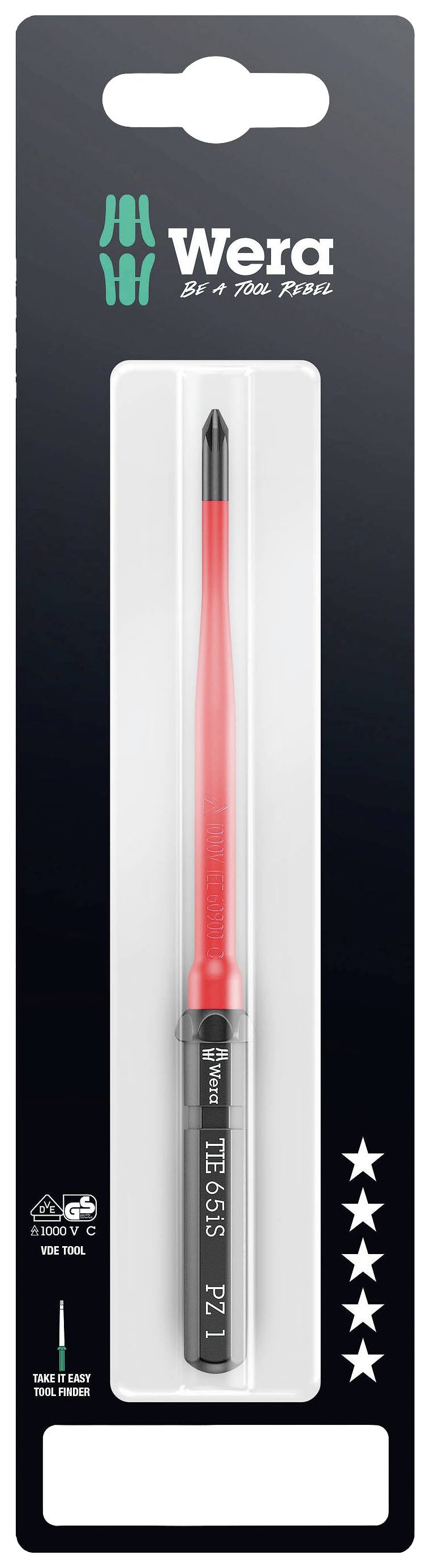 Wera Kraftform Kompakt VDE 65 iS PZ 1 x 157 mm TIE SB Elektriker Pozidriv Wechselklinge PZ 1