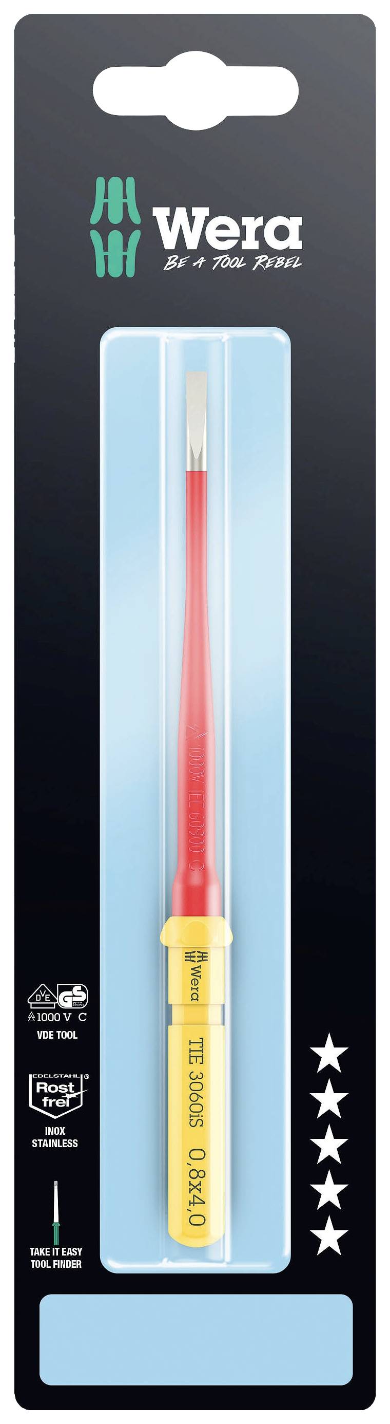 Thumbnail - Wera Kraftform Kompakt VDE 3060 iS 0,8x4,0x157mm TIE SB Elektriker Schlitz Wechselklinge 4.0 mm